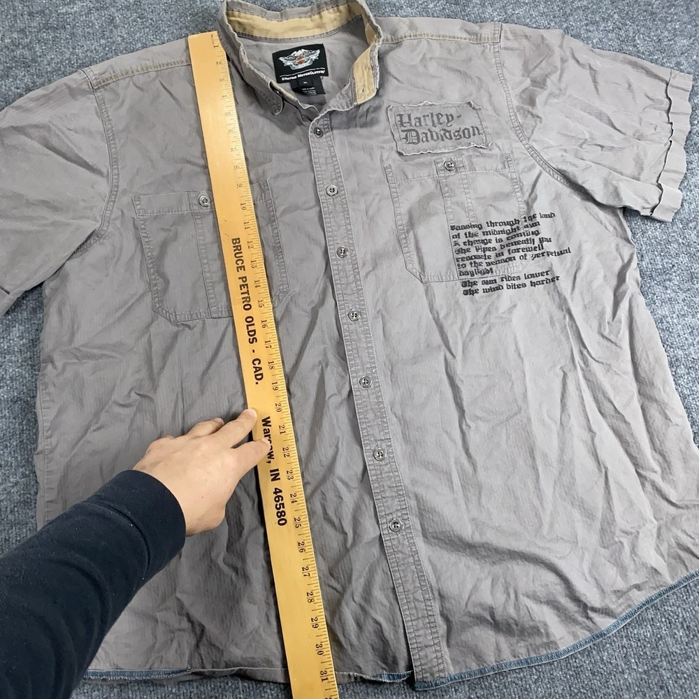 Harley Davidson Men's Gray Button Down Short Sleeve Work Shirt 2XL Graphic Print - Picture 7 of 13